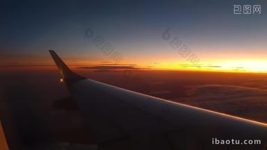 飞机视角下的唯美日落夕阳
